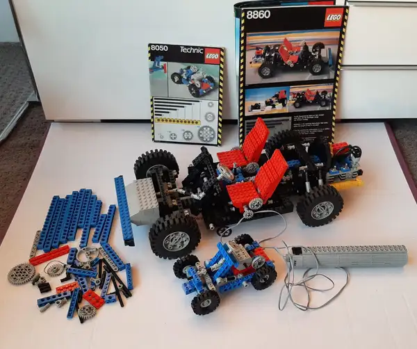 Vintage Lego Technic sets 8860 Car Chassis and 8050 Building Set With Motor