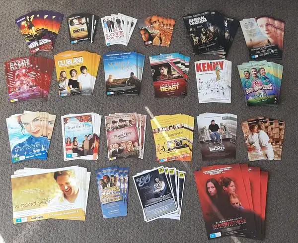 Bulk lot of 502 cinema flyers for Australian and international films / movies