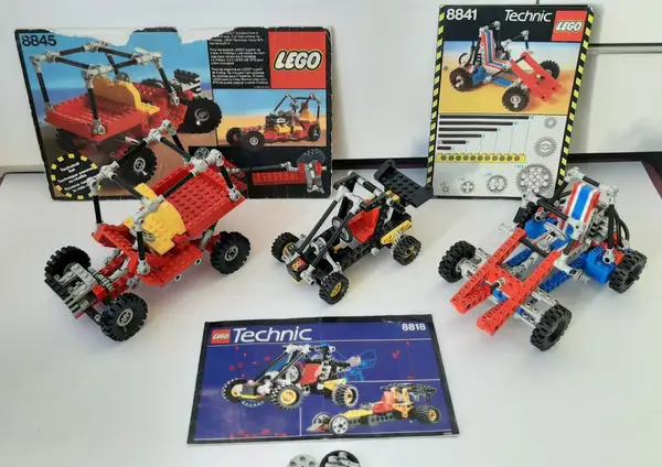 Vintage Lego Technic sets 8845 Dune Buggy, 8841 Dune Buggy and 8818 Baja Blaster