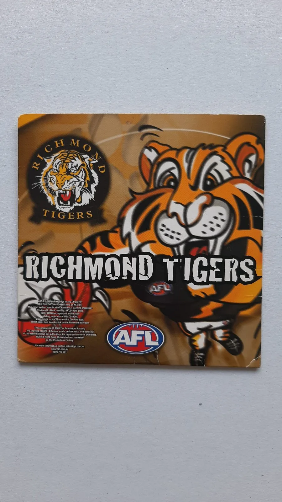 2003 Richmond Tigers AFL CD-Rom – photo 3