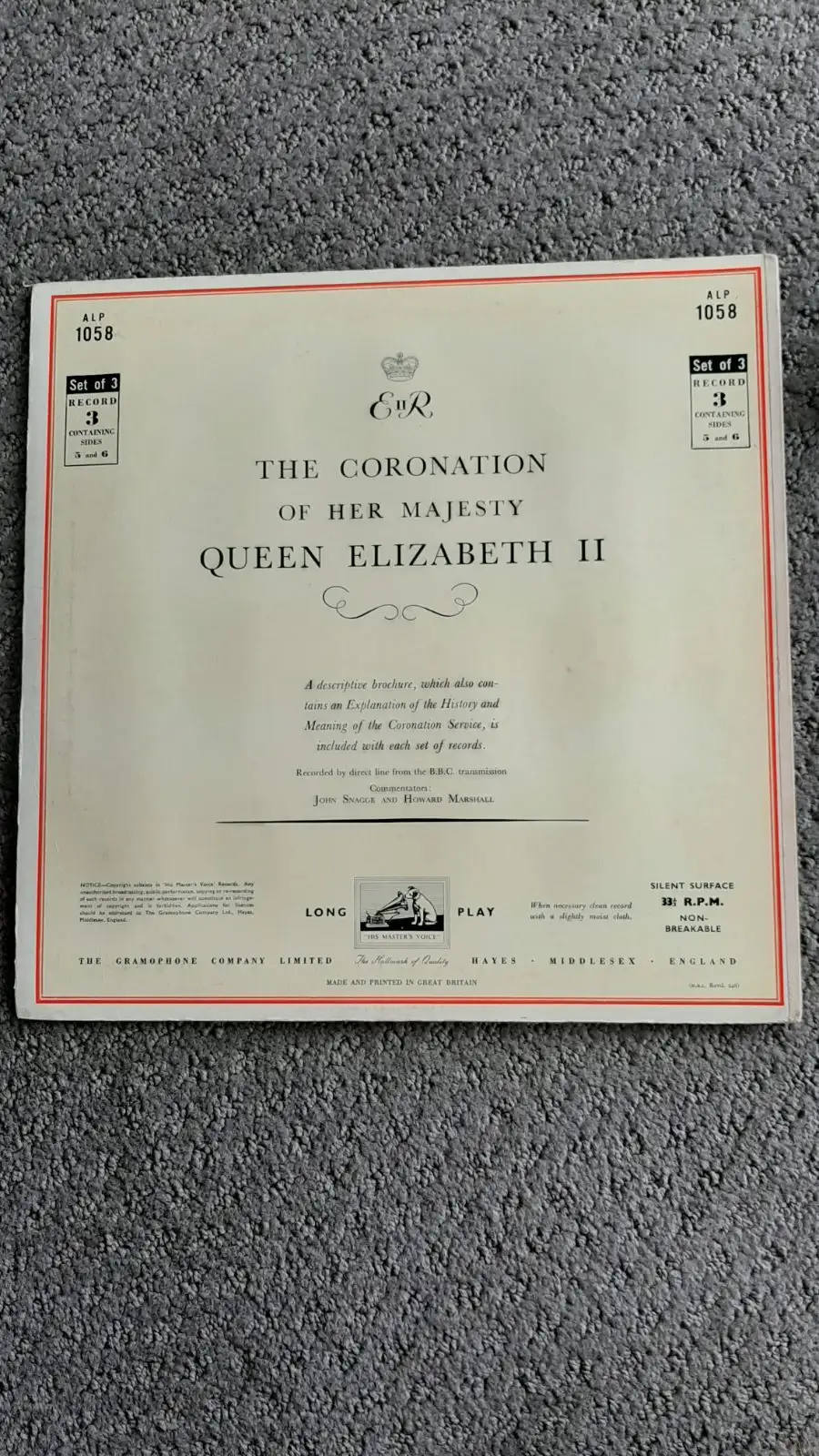 THE CORONATION OF QUEEN ELIZABETH II 1953 His Masters Voice 3 LPs – photo 11