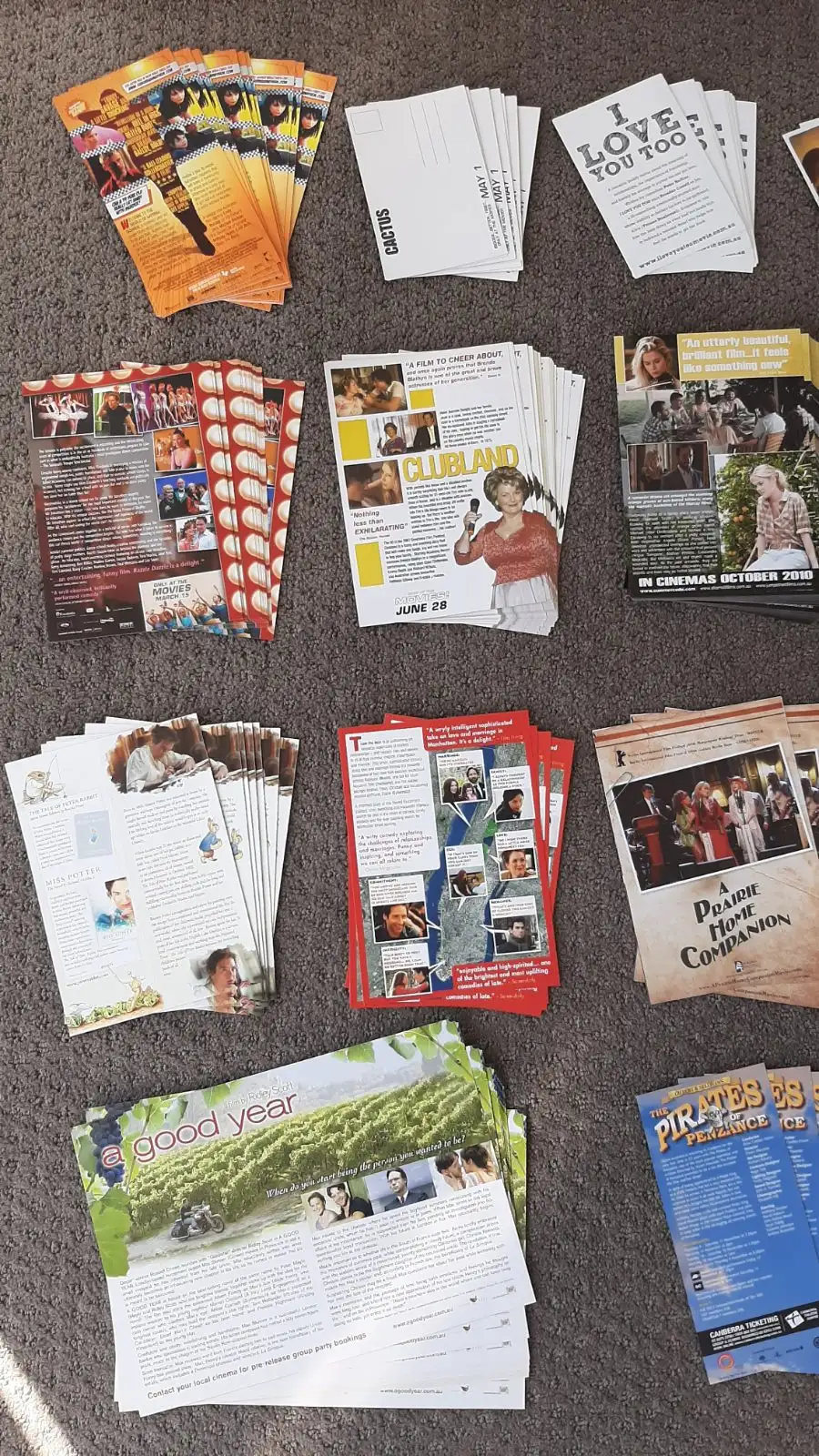 Bulk lot of 502 cinema flyers for Australian and international films / movies – photo 7