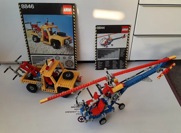 Vintage Lego Technic sets 8846 Tow Truck and 8844 Helicopter