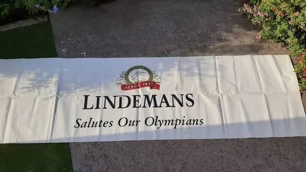 Lindemans Wines Salutes Our Olympians banner. Over 3m long