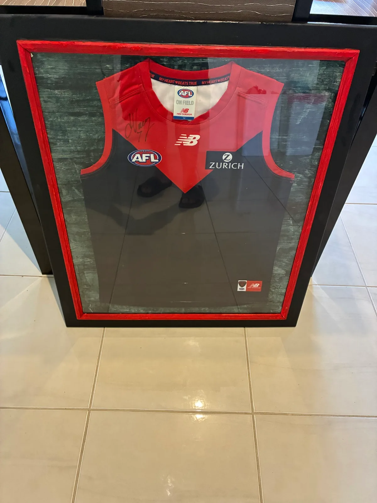 Melbourne Demons Signed and Framed Gurnsey 77cmX65cm – photo 2
