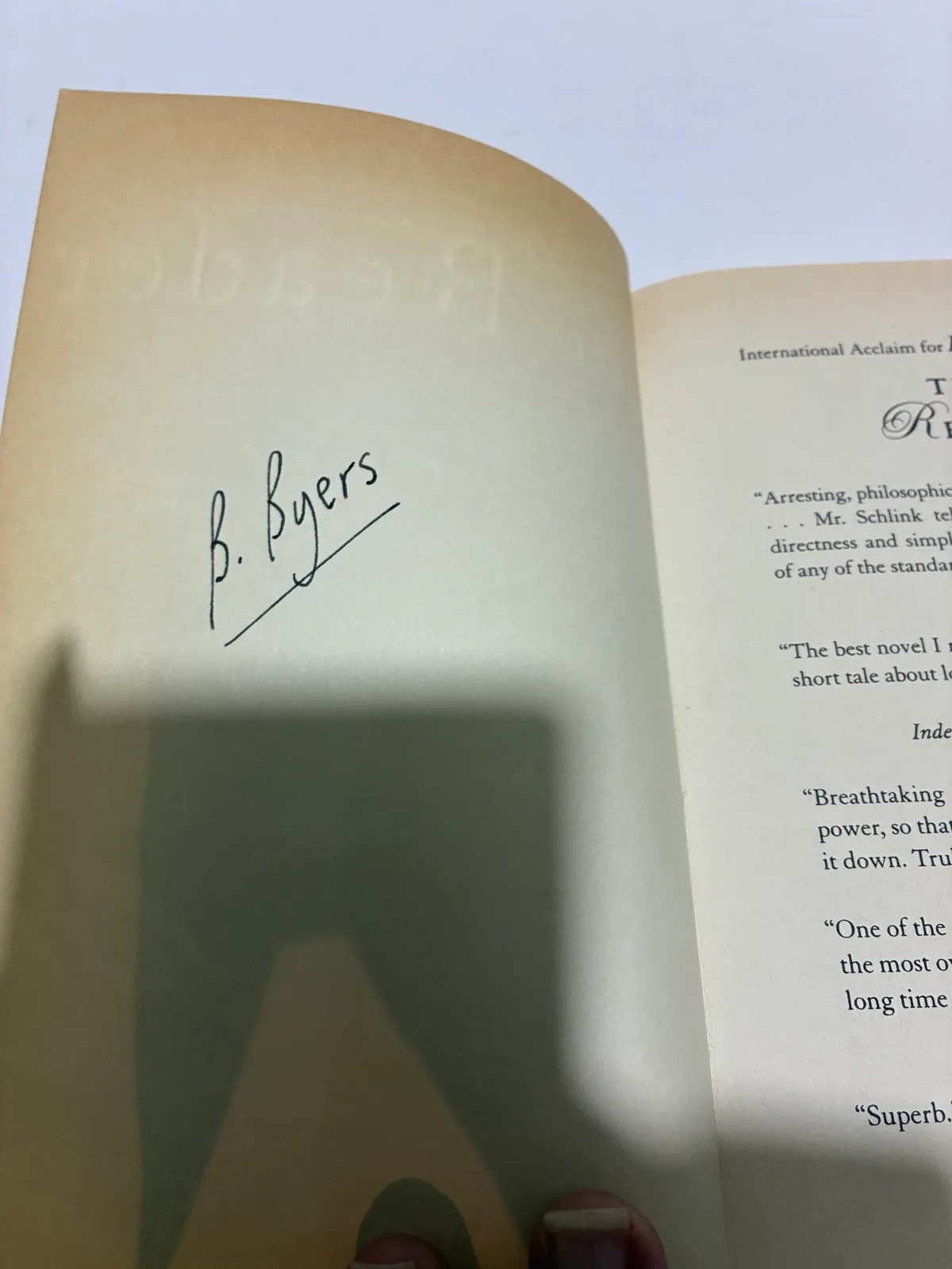 Signed paperback The Reader — photo 5