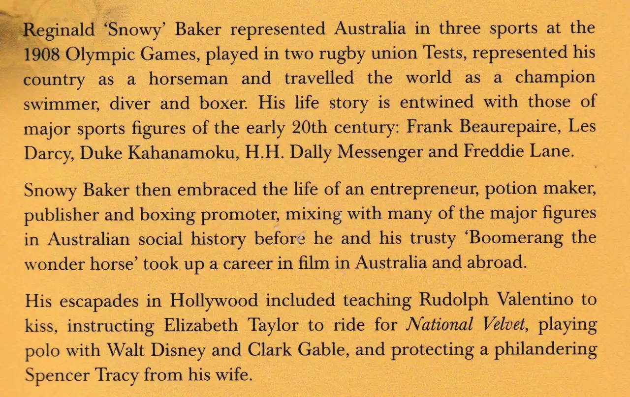 The Snowy Baker Story by Greg Growden. Ref: B6419 – photo 2