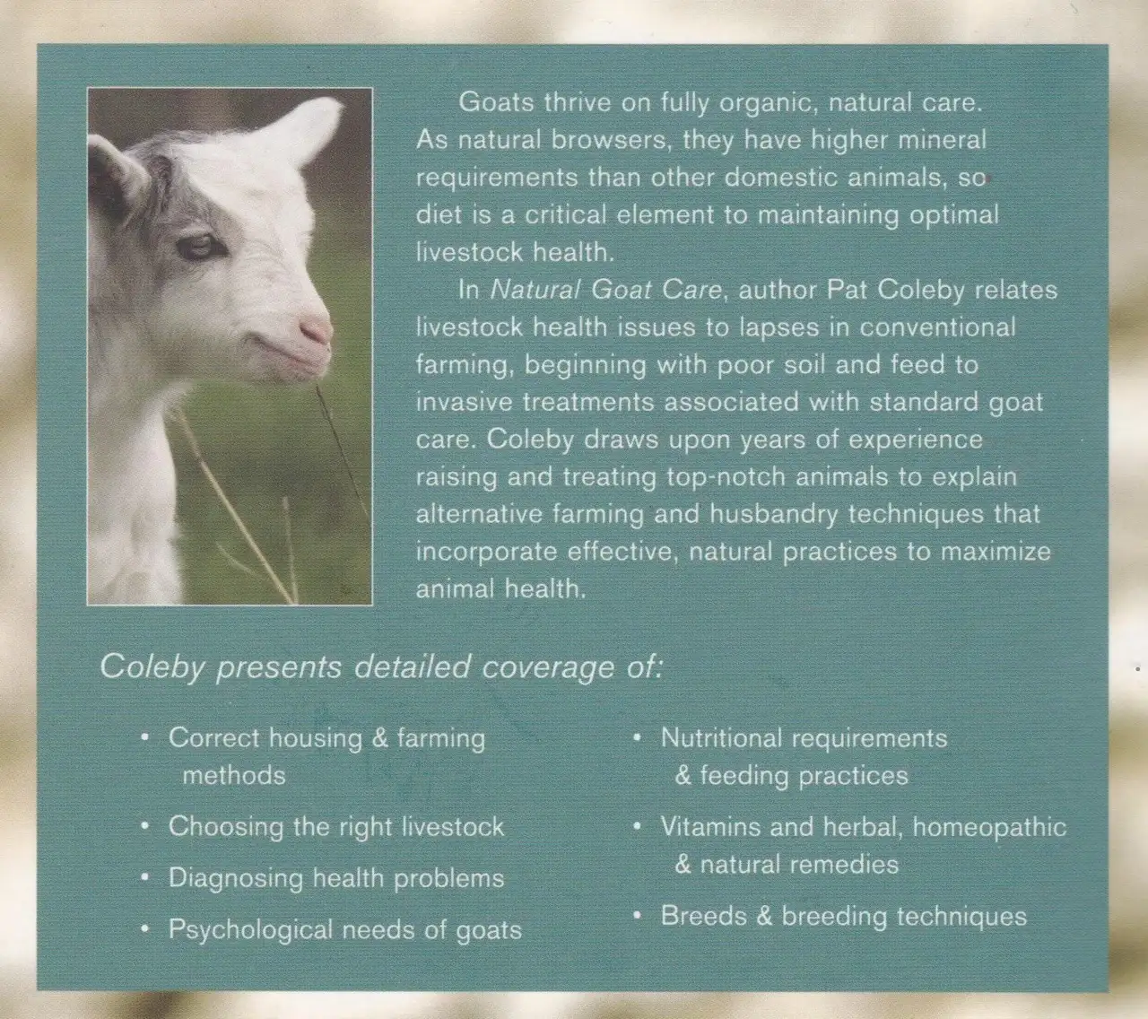 Natural Goat Care by Pat Coleby. Ref: B6413 – photo 2
