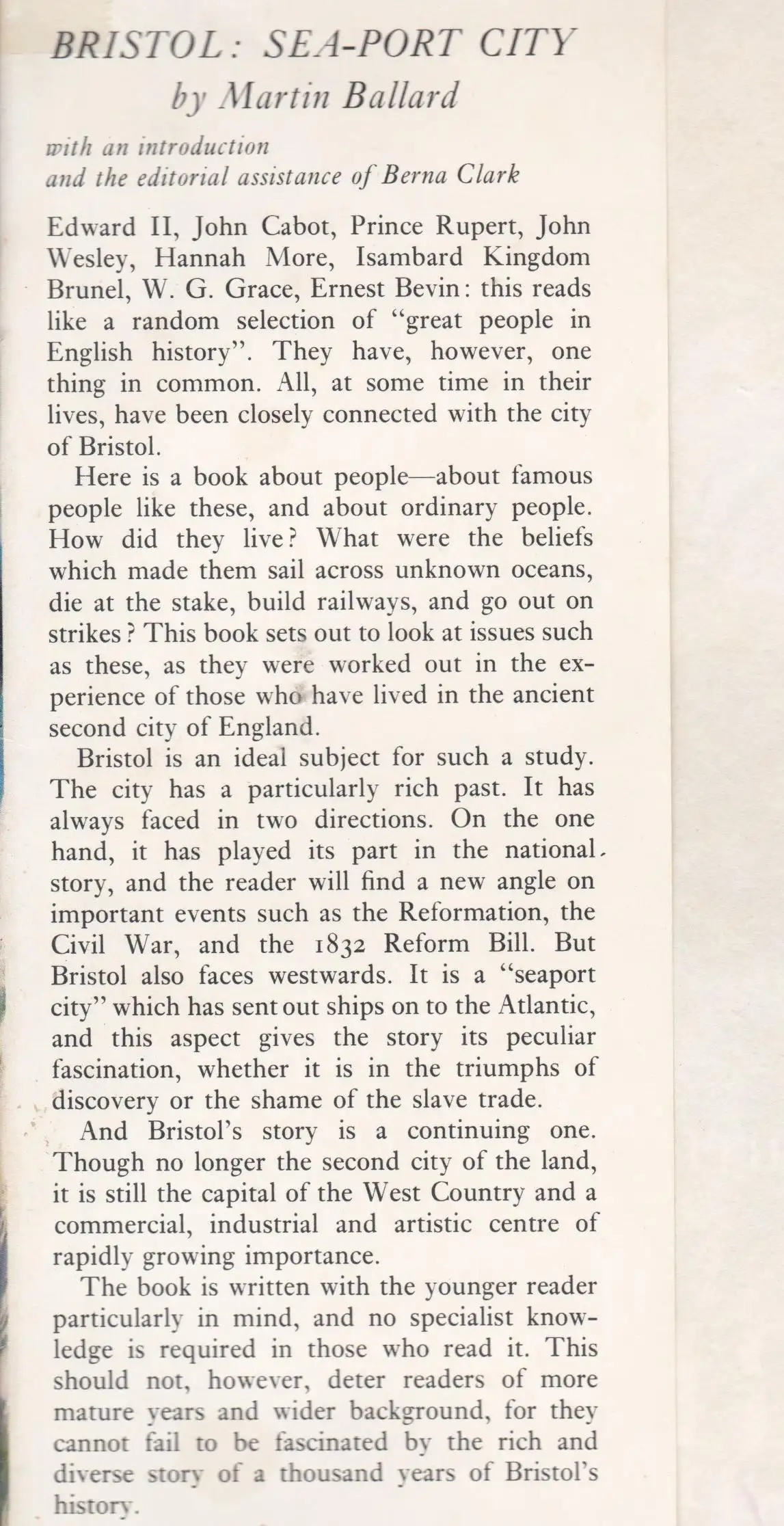 Bristol Sea-Port City by Martin Ballard. Ref: B6417 – photo 3