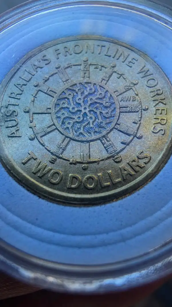 2022 Frontline Workers — Blue Centre — Coloured $2 — Capsuled