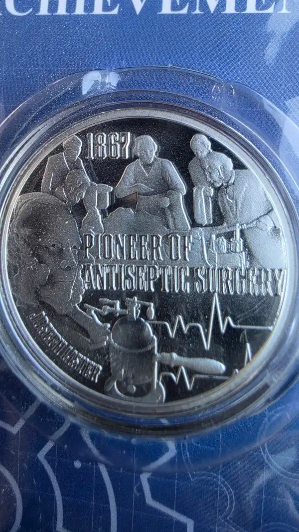 Great British Achievements — Silver-Plated Medallion — Joseph Lister — New Seale