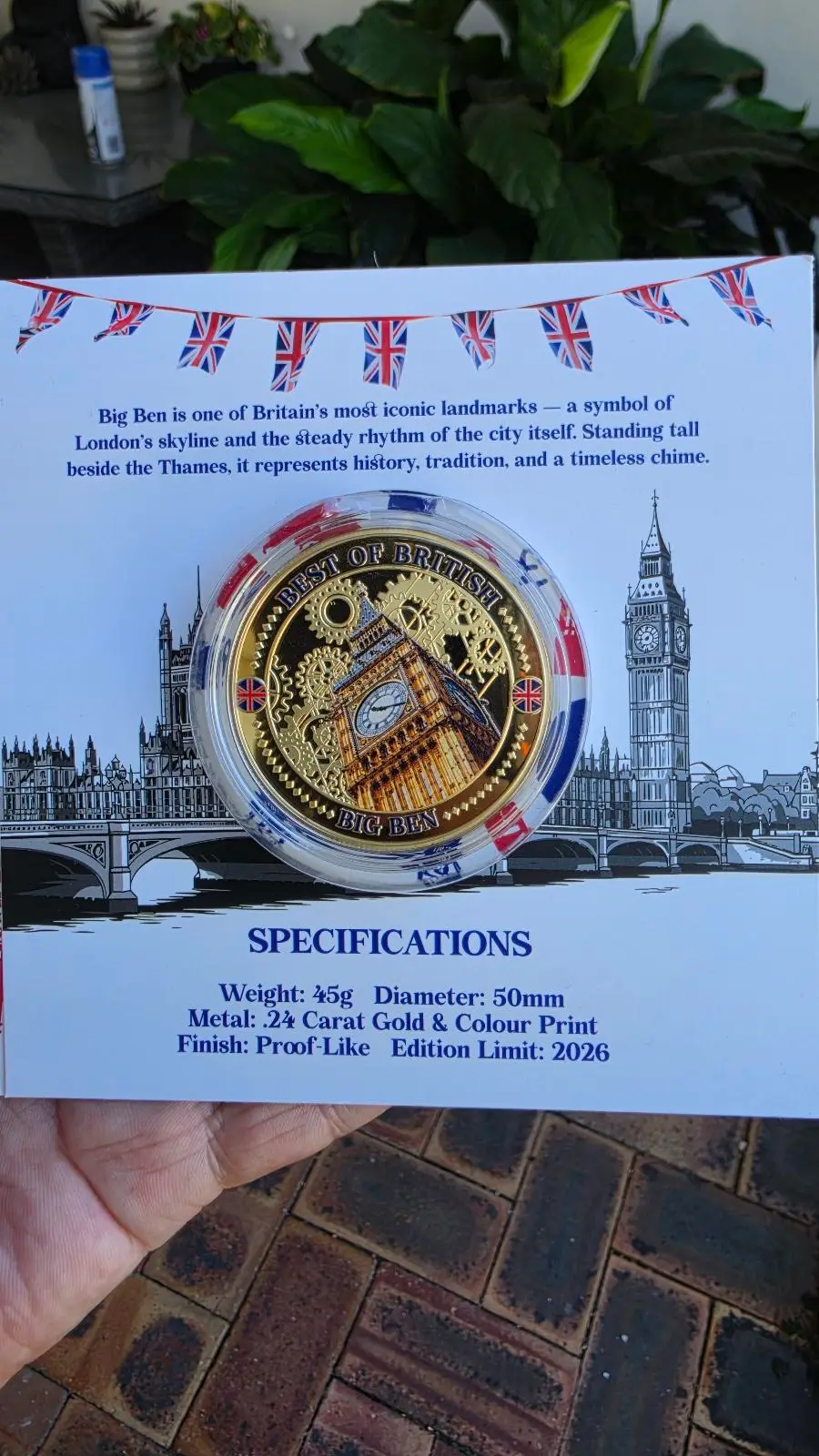 Best of British — Big Ben — 2026 Gold-Plated Commemorative Medal — New in Card – photo 3