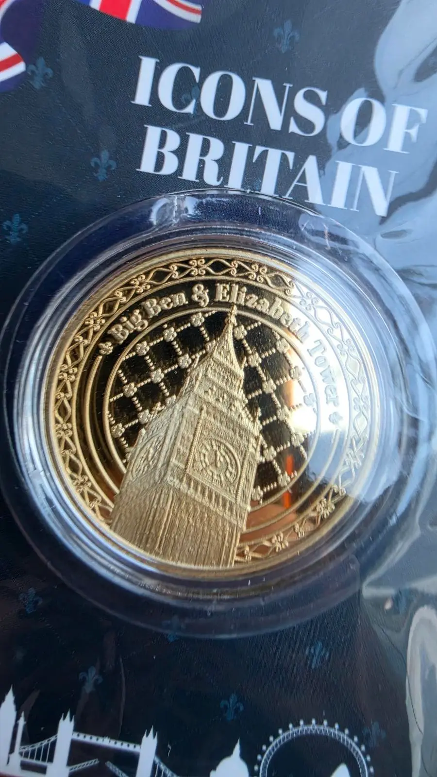 Icons of Britain — 3 x 24 Carat Gold-Plated Medallions — Big Ben, Stonehenge, Do – photo 2