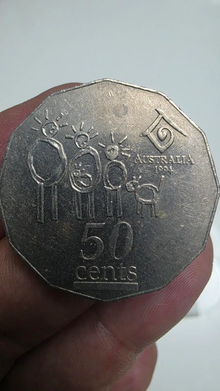 1994 Year of the Family 50 Cent Coin - Wide Date Variety - Circulated – photo 2