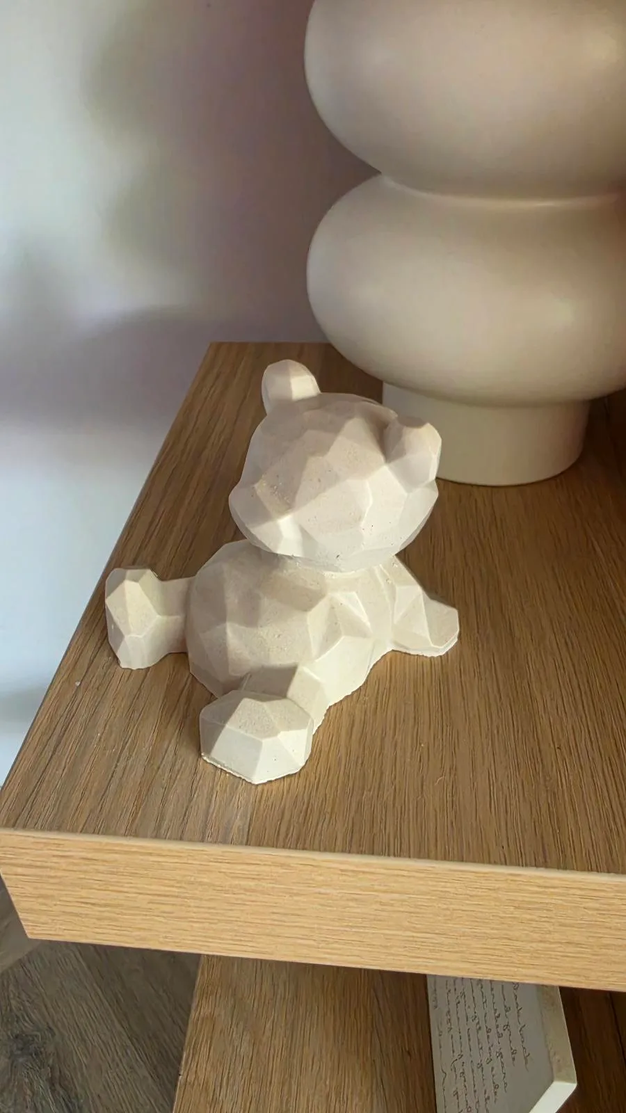🐻 Geometric Bear Phone Holder — Handmade Cast Gypsum — photo 3