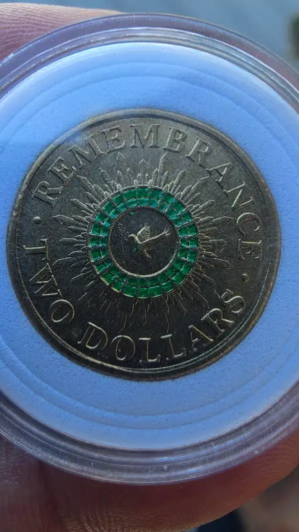 2014 Remembrance Green Dove — Coloured $2 — Low Mintage — Capsuled
