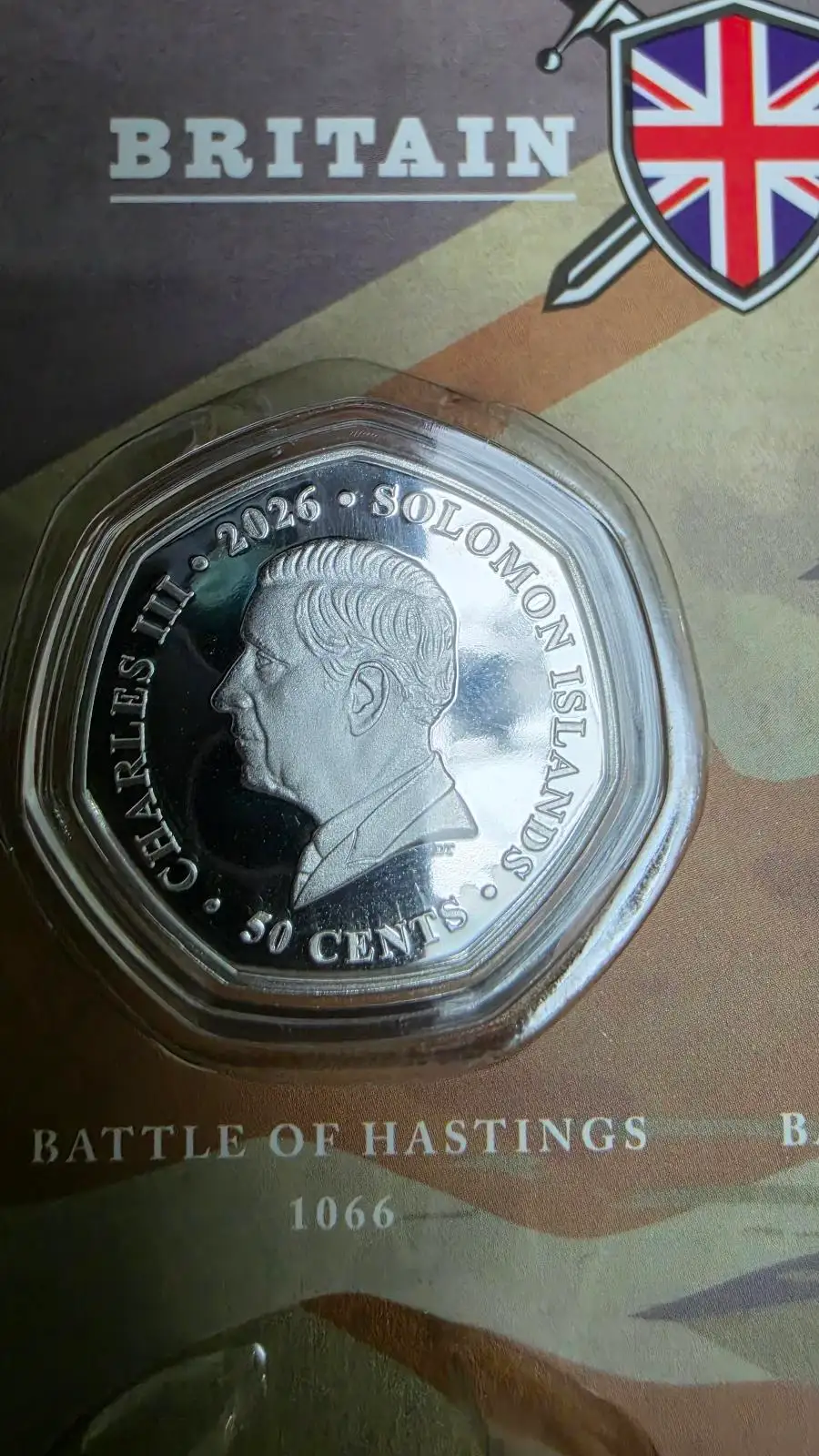 Solomon Islands 50c Battle of Hastings — Limited Mintage 9,999 — Silver-Plated C – photo 3