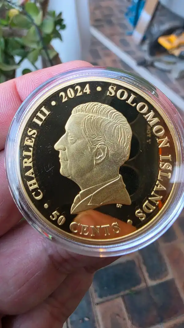 Solomon Islands 2024 — 24 Carat Gold-Plated 50c Coin — D-Day SHAEF 1943