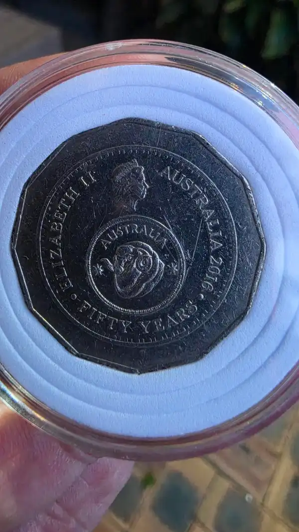 2016 Australian 50c Coin — Decimal Currency 50th Anniversary — Shilling Design —