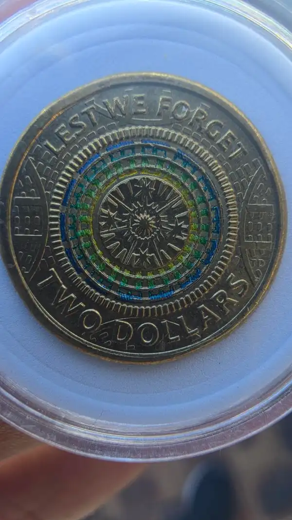 2017 Lest We Forget — ANZAC Blue Green Star — Coloured $2 — Capsuled