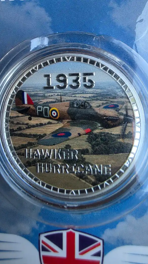 Wings of Britain — Silver-Plated Medallion — Hawker Hurricane 1935 — New Sealed