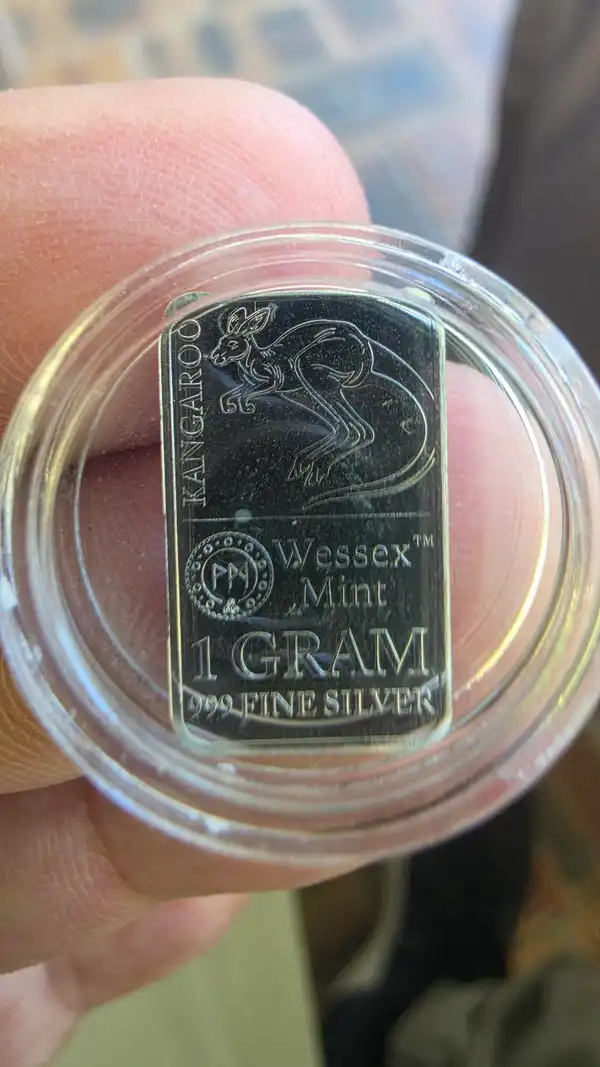 Wessex Mint Kangaroo — 1 Gram 999 Fine Silver Bar — Encapsulated