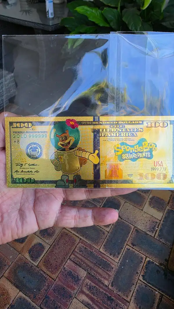 SpongeBob SquarePants — Sandy Cheeks — 24k Gold Foil Collectible Note — New