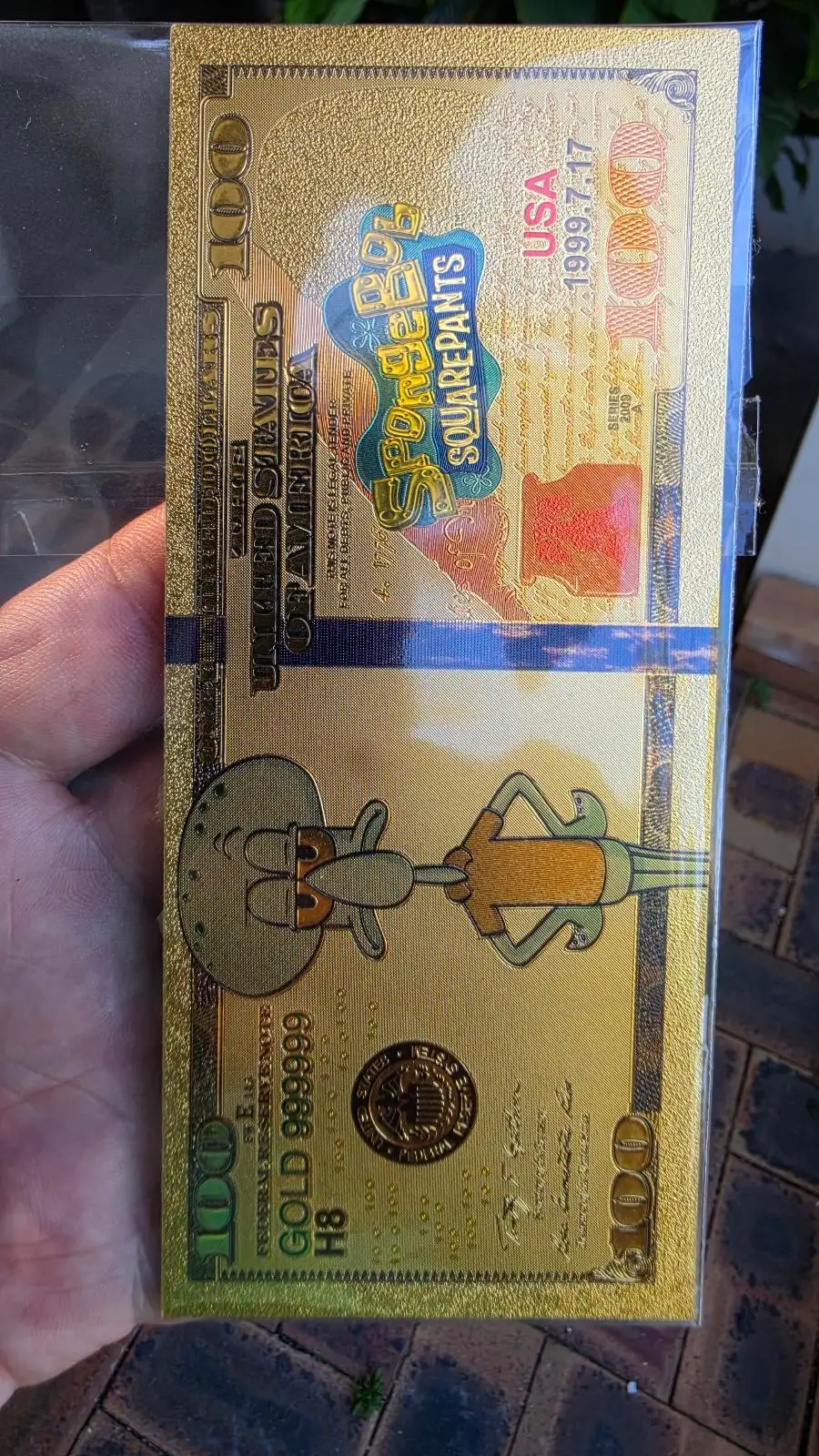 SpongeBob SquarePants — Squidward — 24k Gold Foil Collectible Note — New in Slee – photo 4