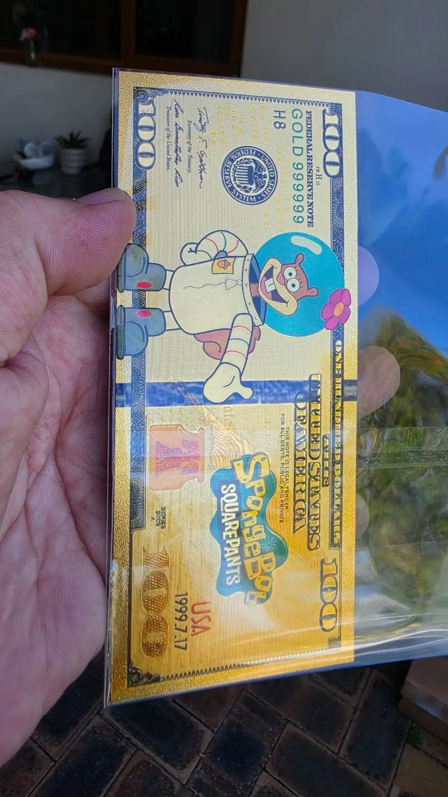 SpongeBob SquarePants — Sandy Cheeks — 24k Gold Foil Collectible Note — New – photo 4