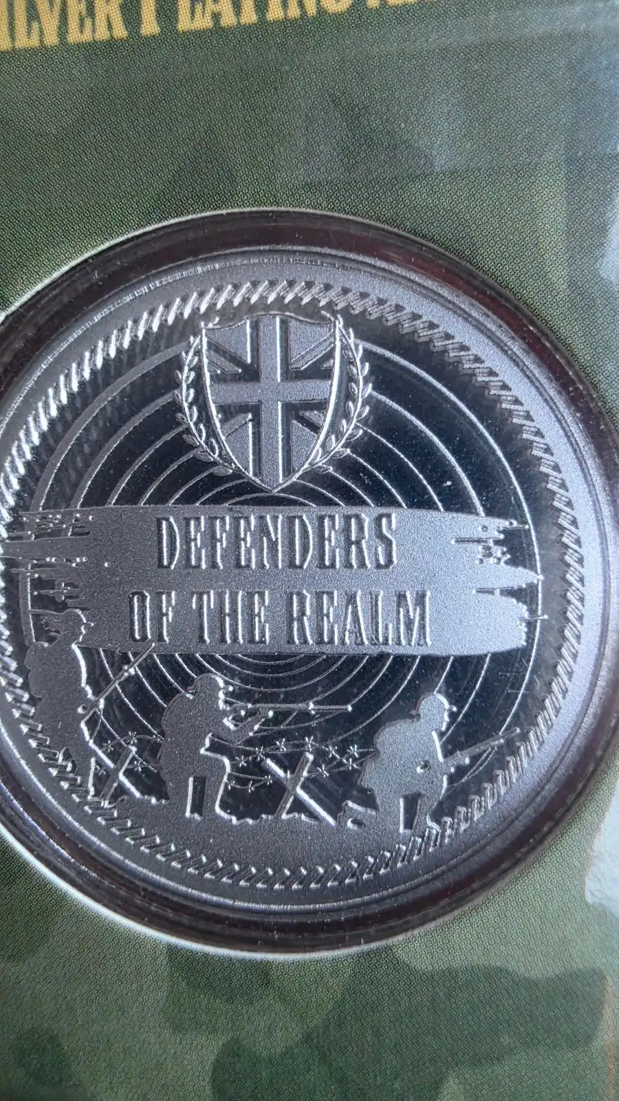 Defenders of the Realm — WWII Home Guard — Silver-Plated Medallion — New Sealed – photo 2