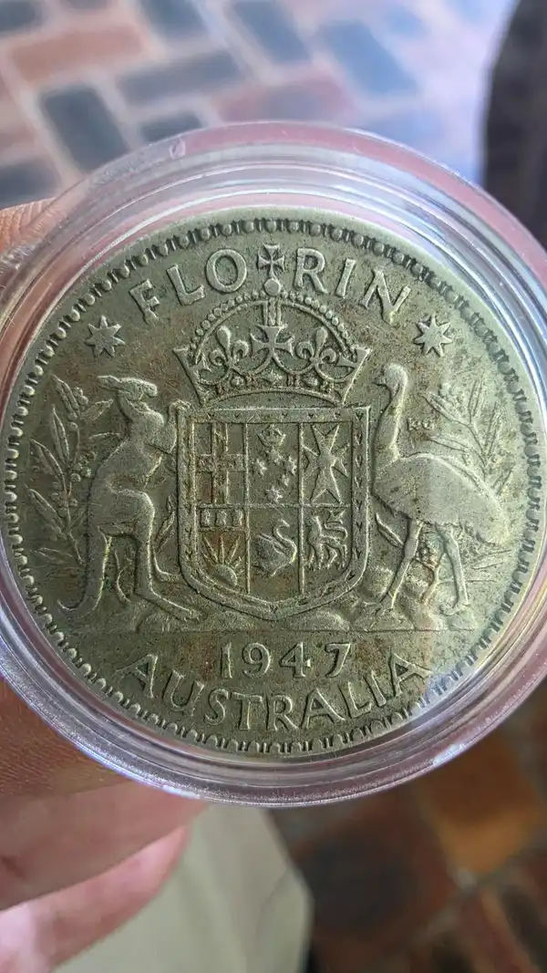 1947 Australian Florin — King George VI — 50% Silver — Circulated