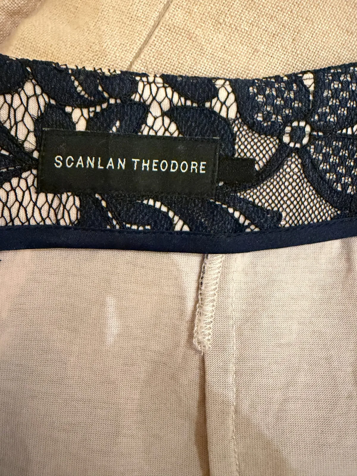 Scanlan Theodore Pink & Navy Lace Pencil Skirt — photo 4