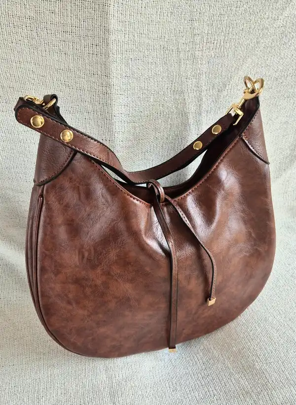 Y2K Inspired Brown Vegan Leather Shoulder Bag