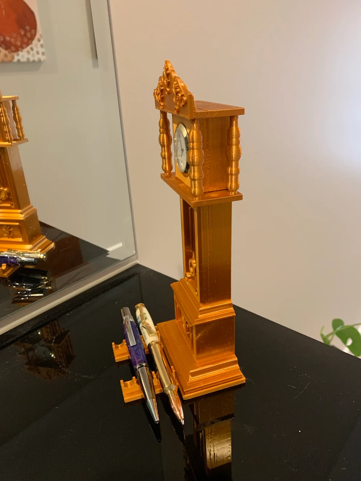 Desk size grandfather Clock, 3D printed with separate pen holder. Gift or Trophy — photo 2