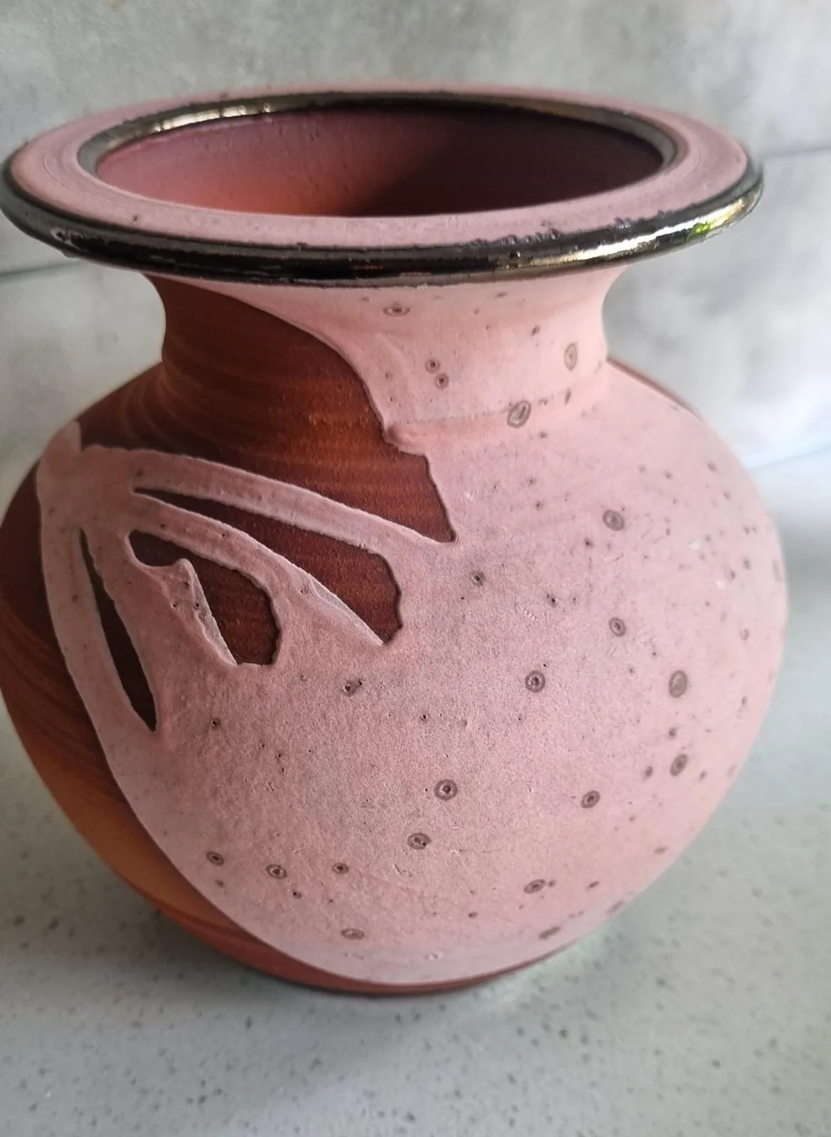 Handmade Vase in pink / brown — photo 6