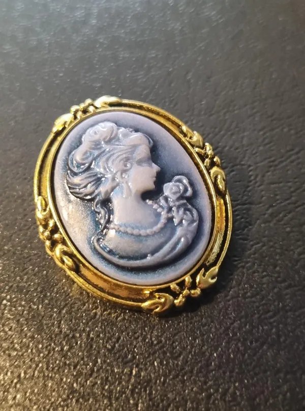 Blue Cameo Brooch