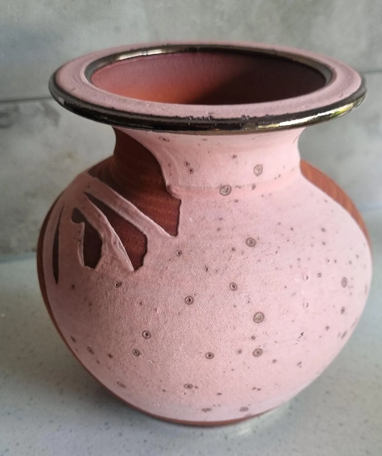 Handmade Vase in pink / brown — photo 2