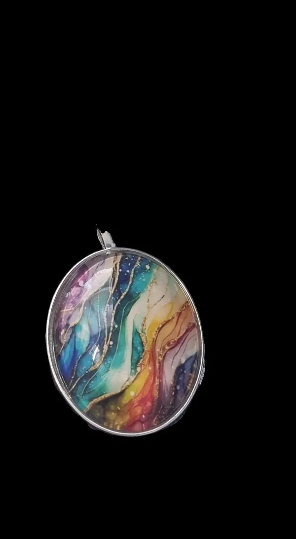 Oval Rainbow coloured pendant