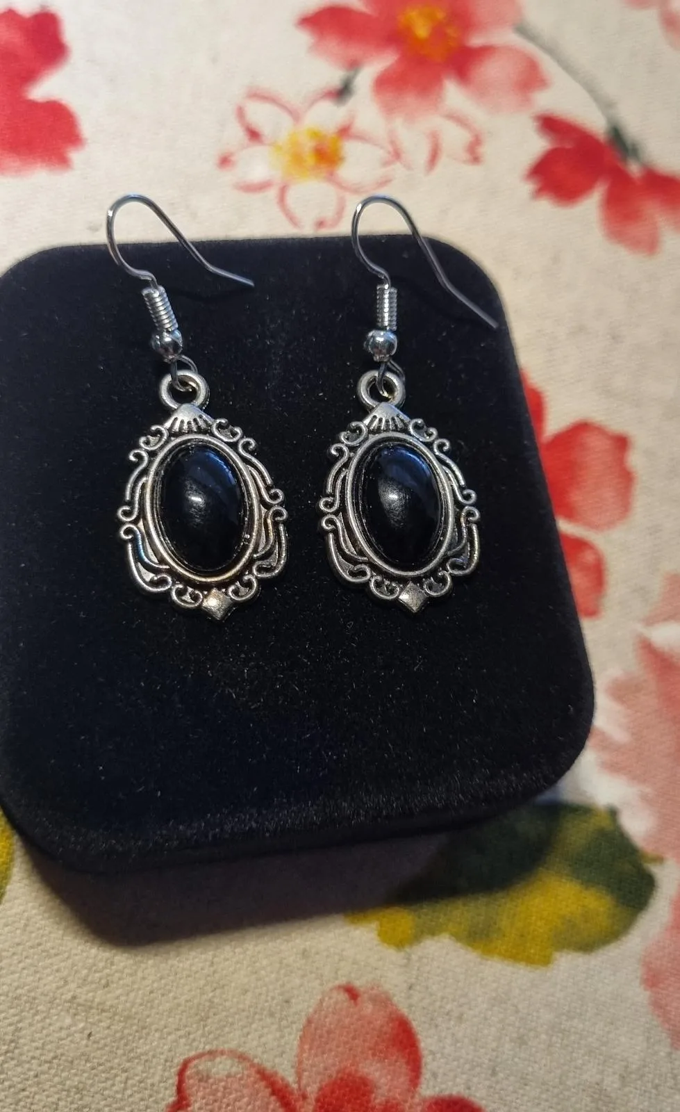 Earring Black oval in Silver antique Alloy — photo 4