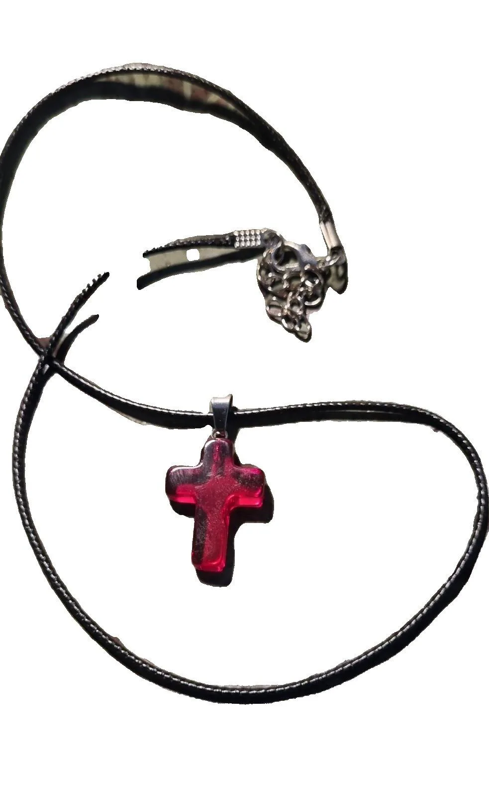 Red Cross on black necklace — photo 3