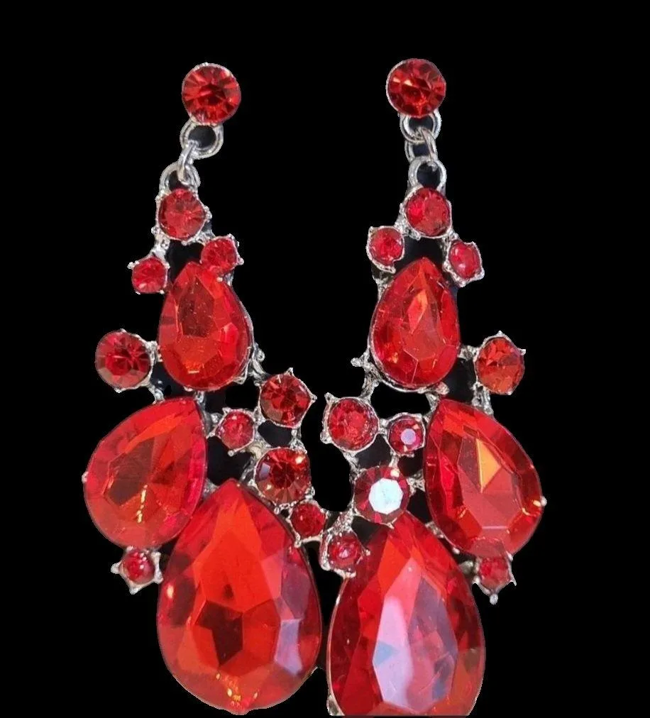 Earrings red diamonte — photo 2