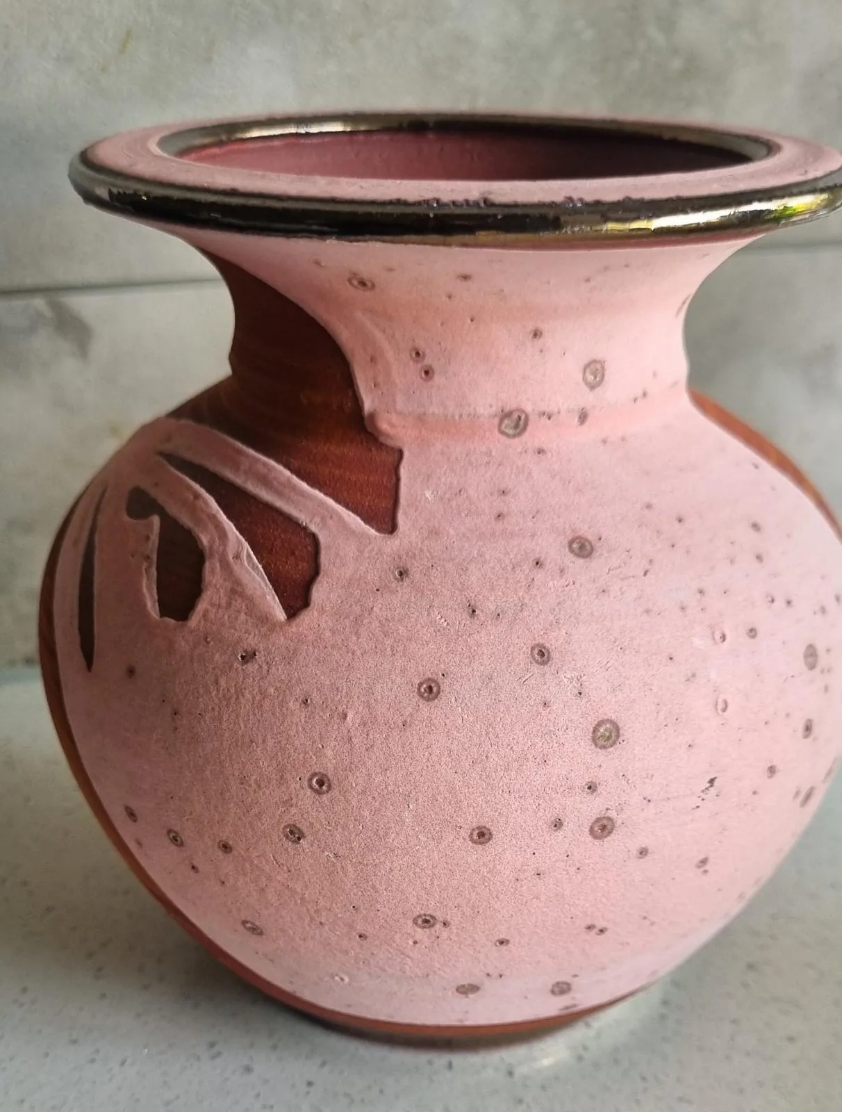 Handmade Vase in pink / brown — photo 3