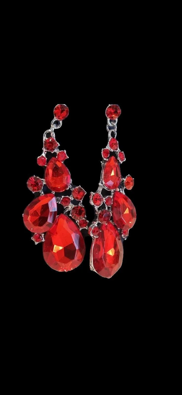 Earrings red diamonte — photo 4