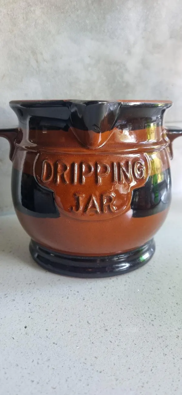 Pottery Jar with Dripping on front