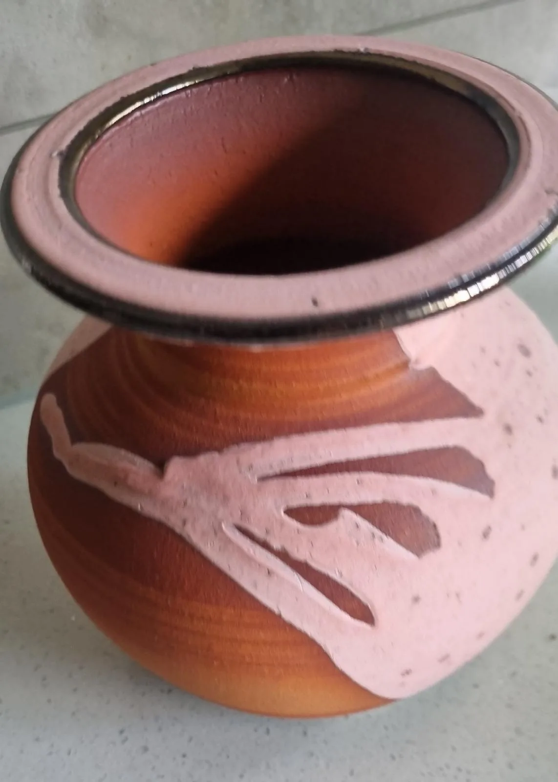 Handmade Vase in pink / brown — photo 5