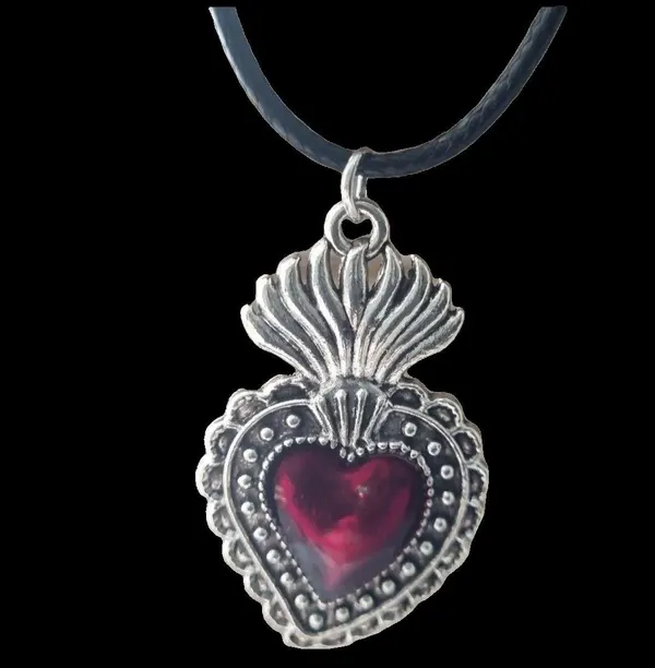 Heart red pendant on necklace