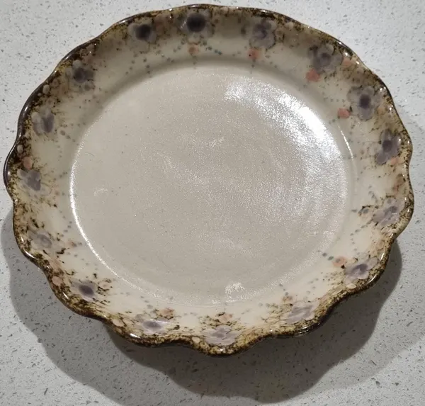 Pottery decor trinket plate .