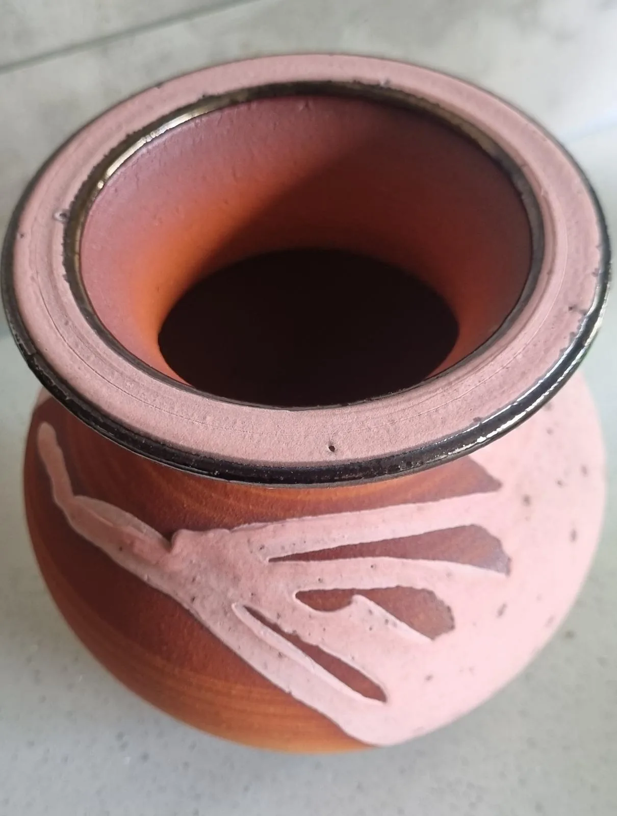 Handmade Vase in pink / brown — photo 4
