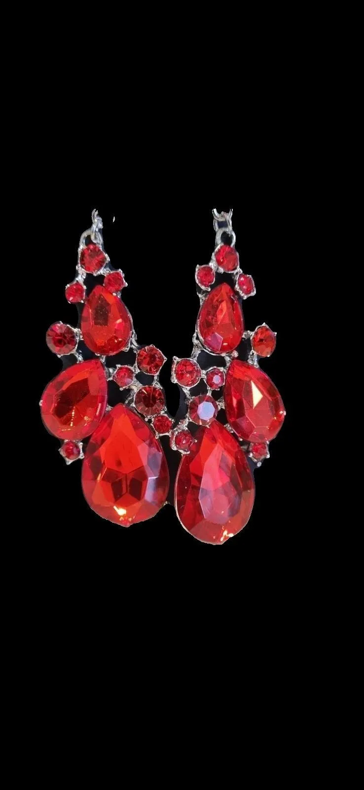 Earrings red diamonte — photo 5