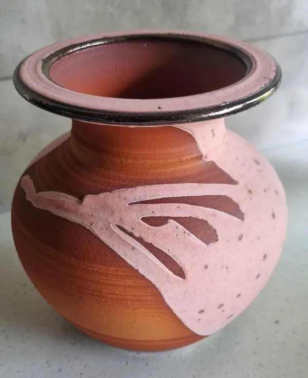 Handmade Vase in pink / brown